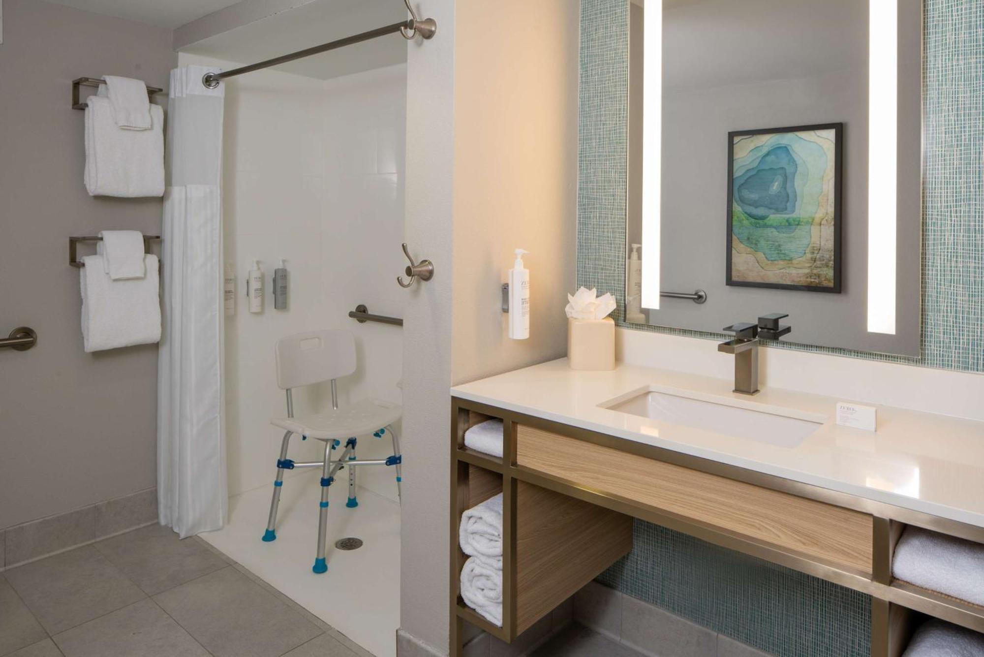 Chambre Lit King-Size avec Douche Accessible en Fauteuil Roulant - Adaptée aux Personnes à Mobilité Réduite/Malentendantes