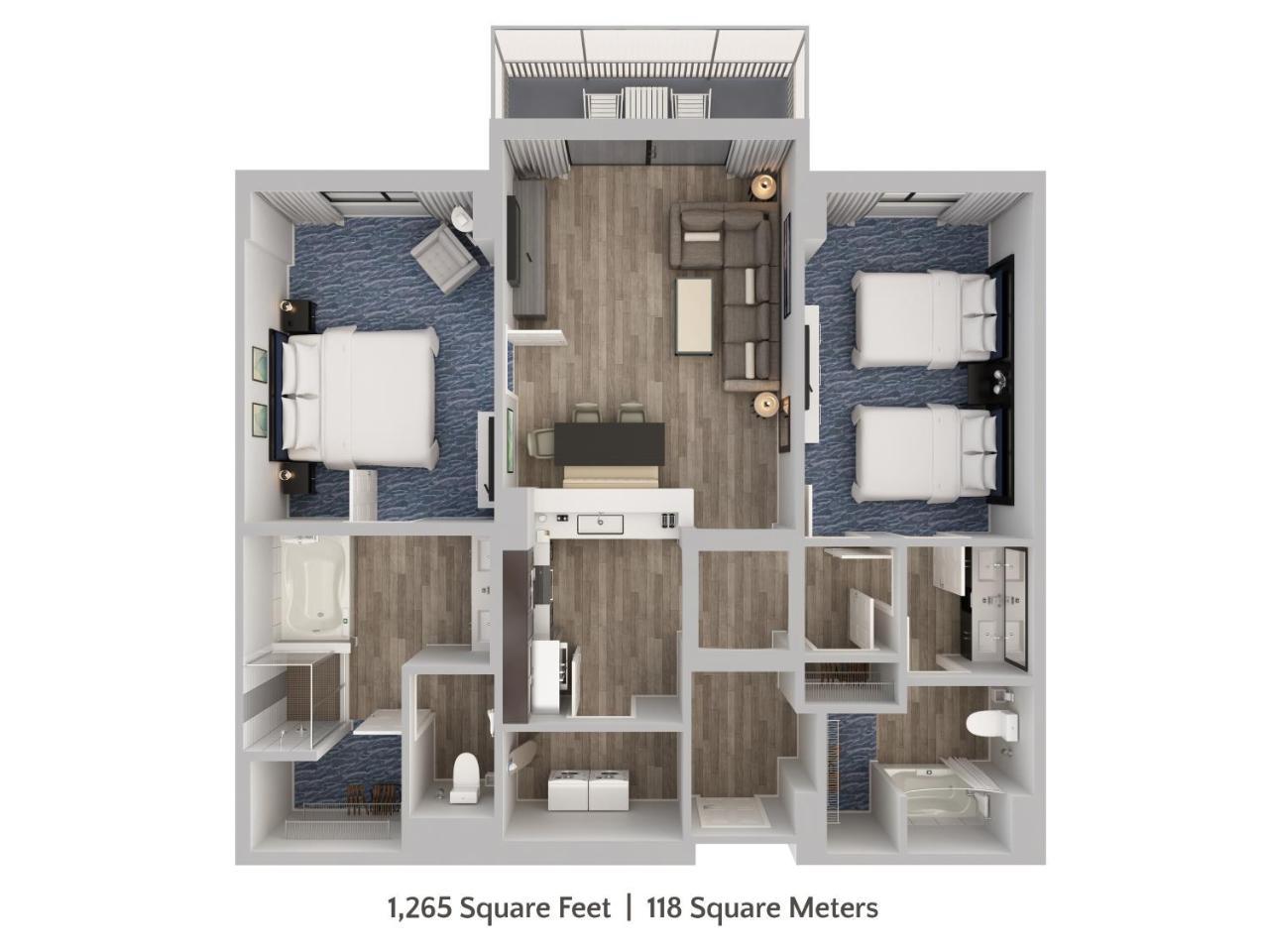 Familien-Condo mit 2 Schlafzimmern und schöner Aussicht (kostenloser Zugang zum Wasserpark)