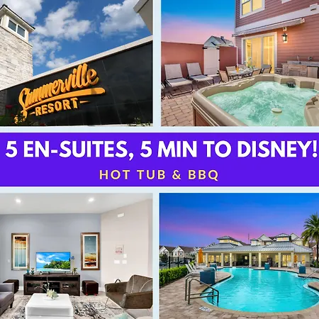 5 Bedroom 6 Ba Luxury Villa 5 Min To Disneyworld Hot Tub & Bbq 112-2